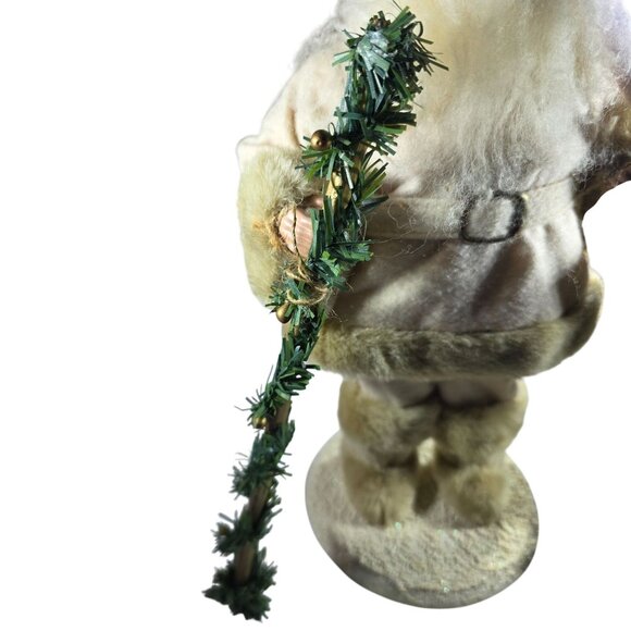 Vtg Santa Claus Figurine pulling sled Tina Mitchell Faux Fur Garland christmas - Picture 4 of 8
